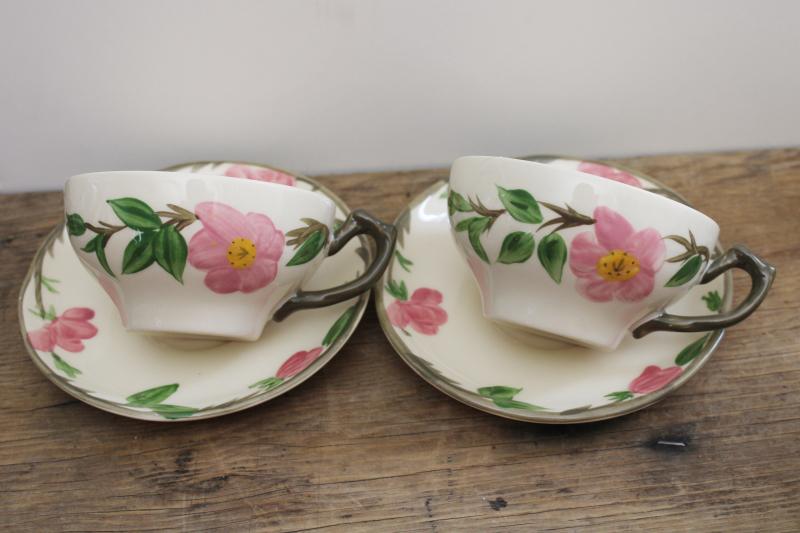 photo of ranciscan Desert Rose china vintage England backstamp pair of cup & saucer setsf #1