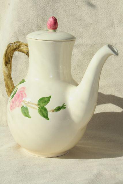 photo of Franciscan Desert Rose coffee pot, plain lid - vintage back stamp USA mark #1