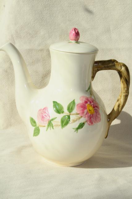 photo of Franciscan Desert Rose coffee pot, plain lid - vintage back stamp USA mark #2