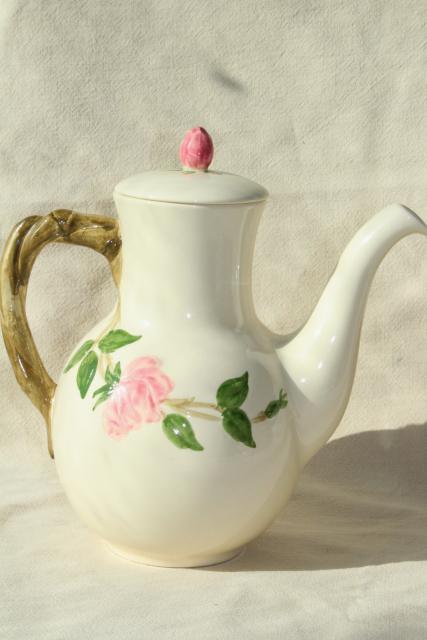 photo of Franciscan Desert Rose coffee pot, plain lid - vintage back stamp USA mark #4