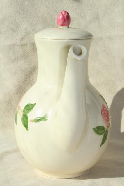 photo of Franciscan Desert Rose coffee pot, plain lid - vintage back stamp USA mark #5