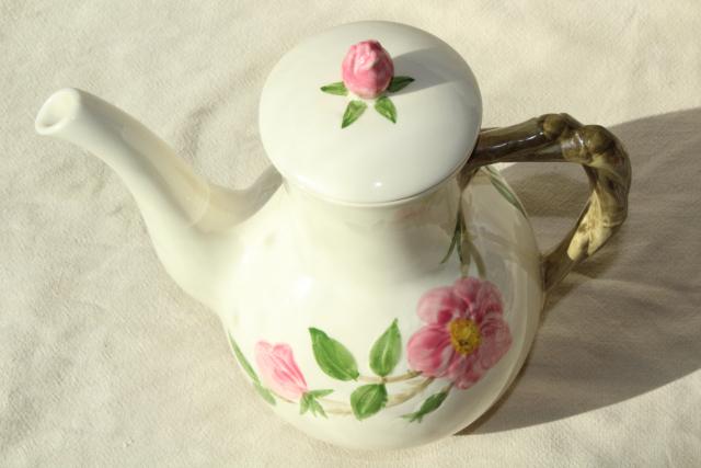 photo of Franciscan Desert Rose coffee pot, plain lid - vintage back stamp USA mark #6