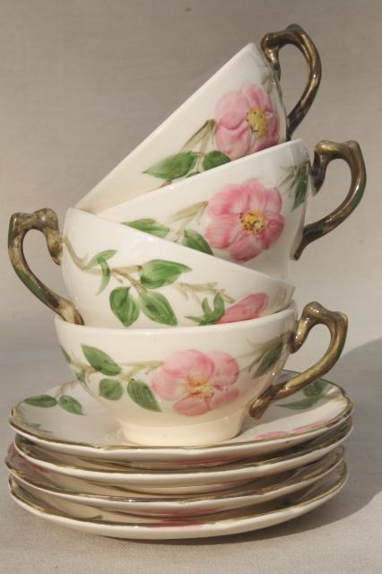 photo of Franciscan Desert Rose cups & saucers set of four, vintage USA backstamp #1