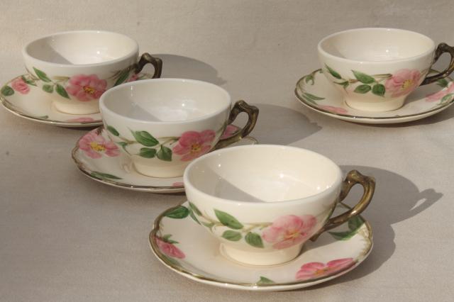 photo of Franciscan Desert Rose cups & saucers set of four, vintage USA backstamp #3