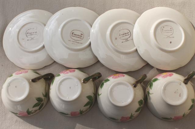 photo of Franciscan Desert Rose cups & saucers set of four, vintage USA backstamp #4