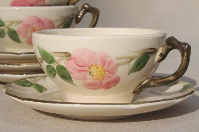 photo of Franciscan Desert Rose cups & saucers set of four, vintage USA backstamp #7