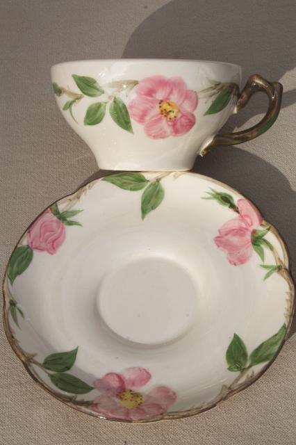 photo of Franciscan Desert Rose cups & saucers set of four, vintage USA backstamp #9