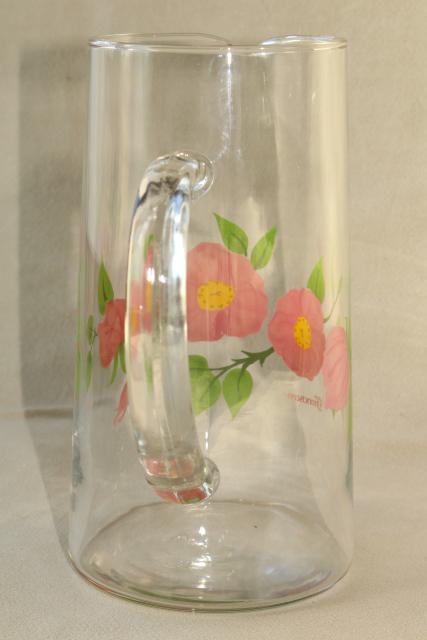 photo of Franciscan Desert Rose go along glassware, clear glass pitcher w/ pink flowers #3
