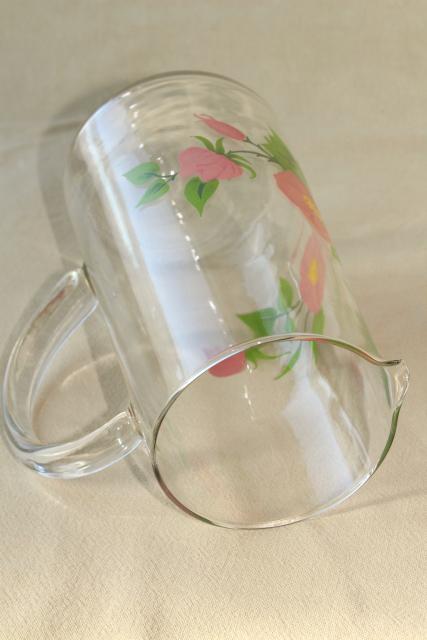 photo of Franciscan Desert Rose go along glassware, clear glass pitcher w/ pink flowers #6
