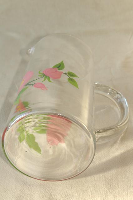 photo of Franciscan Desert Rose go along glassware, clear glass pitcher w/ pink flowers #7