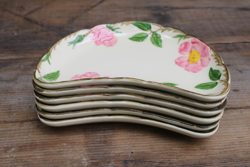 photo of  Franciscan Desert Rose vintage USA California pottery crescent salad plates set of 6 #8
