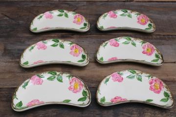 catalog photo of  Franciscan Desert Rose vintage USA California pottery crescent salad plates set of 6
