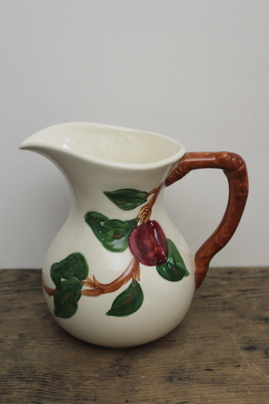 photo of Franciscan china red apple pattern pitcher, mid-century vintage California pottery #1