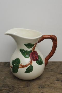 photo of Franciscan china red apple pattern pitcher, mid-century vintage California pottery