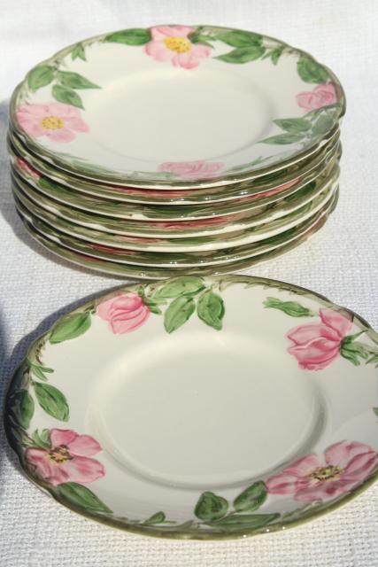 photo of Franciscan pottery Desert Rose china, shabby vintage bread & butter or dessert plates #1