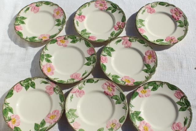 photo of Franciscan pottery Desert Rose china, shabby vintage bread & butter or dessert plates #3