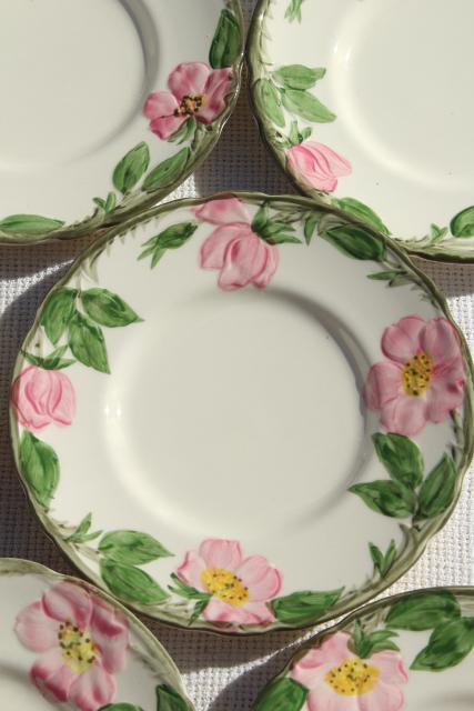 photo of Franciscan pottery Desert Rose china, shabby vintage bread & butter or dessert plates #4