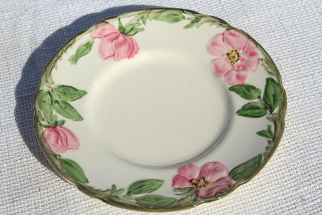 photo of Franciscan pottery Desert Rose china, shabby vintage bread & butter or dessert plates #5