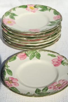 catalog photo of Franciscan pottery Desert Rose china, shabby vintage bread & butter or dessert plates