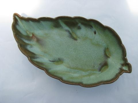 photo of Frankoma vintage pottery leaf shaped dish #1