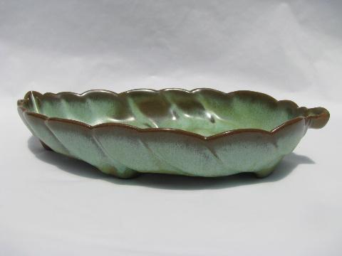 photo of Frankoma vintage pottery leaf shaped dish #2