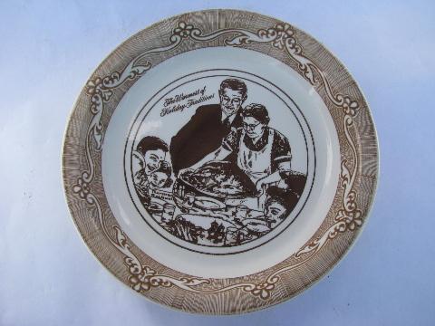 photo of Freedom From Want, vintage Norman Rockwell print holiday pie plate #1