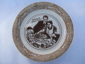 catalog photo of Freedom From Want, vintage Norman Rockwell print holiday pie plate