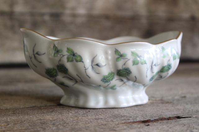 photo of French Royal Limoges Veronese china vintage flower bowl, grey green leaves & clover #1