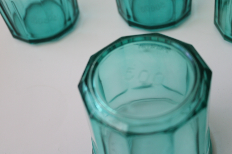 photo of French aqua green glass working glasses jars or tumblers Luminarc 500ml #2