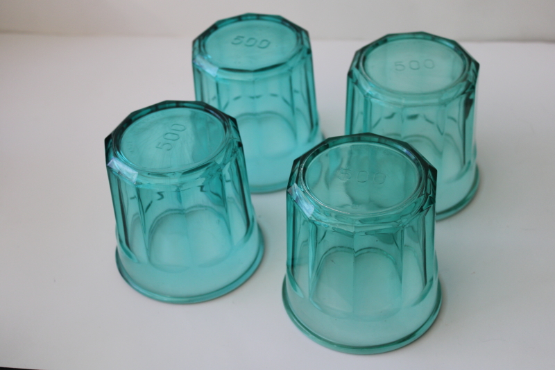 photo of French aqua green glass working glasses jars or tumblers Luminarc 500ml #3