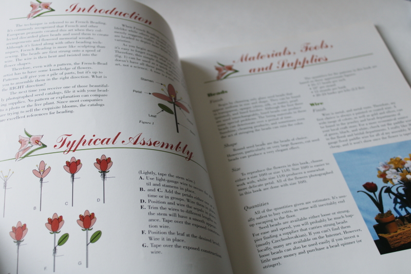 photo of French beaded flowers book of patterns & instructions for seed bead floral for decor or weddings  #2
