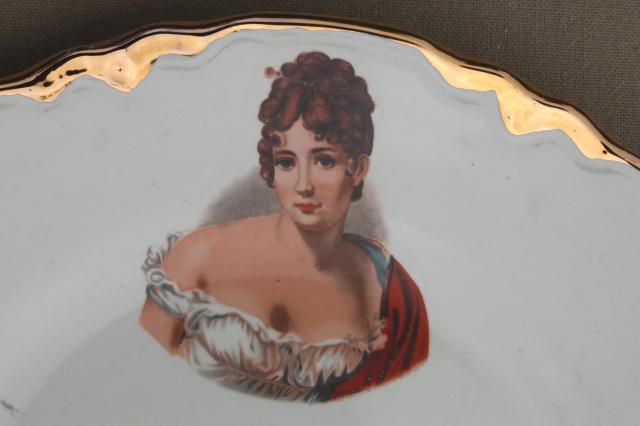 photo of French belles dames antique lady's portrait plate, turn of the century vintage china #5