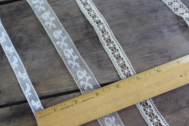 photo of French cotton lace edgings, vintage fine lace trim for heirloom sewing or antique doll clothes #3