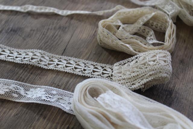 photo of French cotton lace edgings, vintage fine lace trim for heirloom sewing or antique doll clothes #8