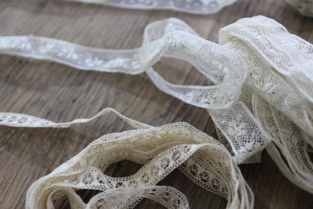 photo of French cotton lace edgings, vintage fine lace trim for heirloom sewing or antique doll clothes #9