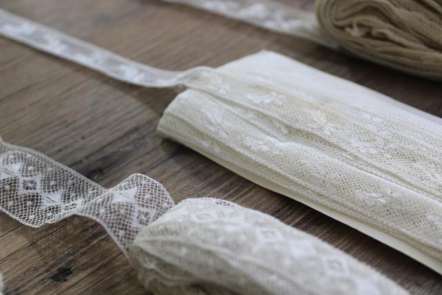 photo of French cotton lace edgings, vintage fine lace trim for heirloom sewing or antique doll clothes #10