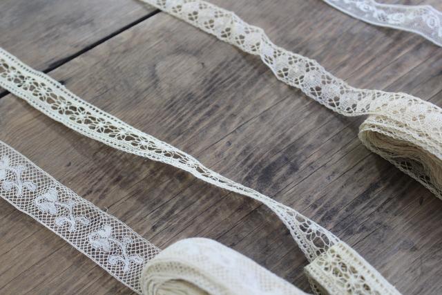 photo of French cotton lace edgings, vintage fine lace trim for heirloom sewing or antique doll clothes #11