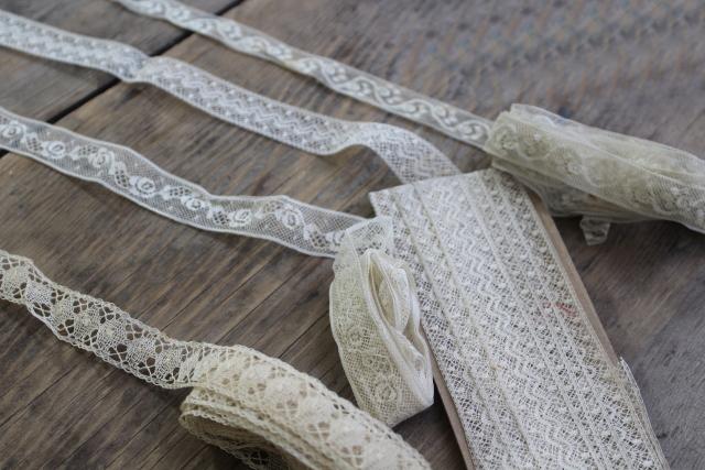 photo of French cotton lace edgings, vintage fine lace trim for heirloom sewing or antique doll clothes #12