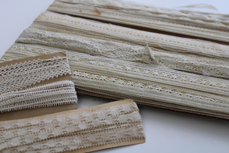 photo of French cotton lace edgings, vintage fine lace trim for heirloom sewing or antique doll clothes #1