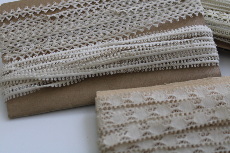 photo of French cotton lace edgings, vintage fine lace trim for heirloom sewing or antique doll clothes #2