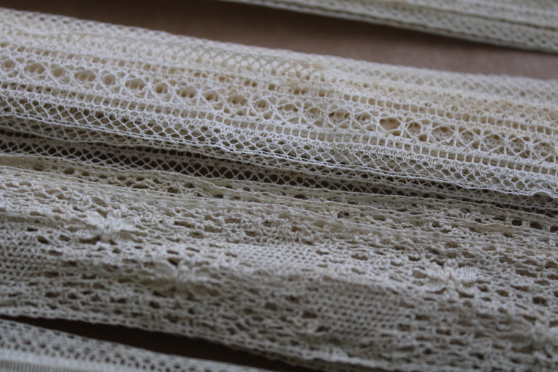 photo of French cotton lace edgings, vintage fine lace trim for heirloom sewing or antique doll clothes #4