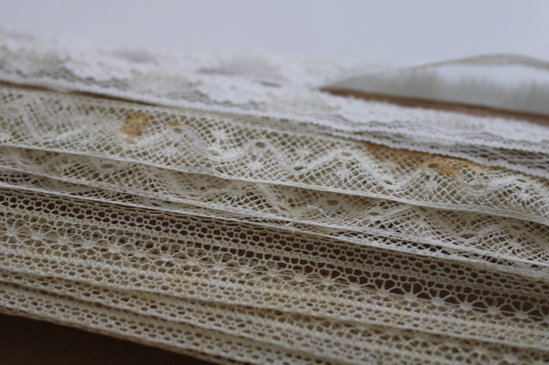 photo of French cotton lace edgings, vintage fine lace trim for heirloom sewing or antique doll clothes #5