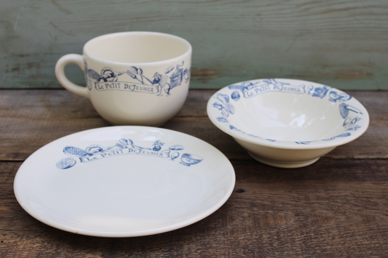 photo of French country Le Petit Dejeuner print breakfast dishes, oversize mug, bowl & plate Le Comptoir France  #2