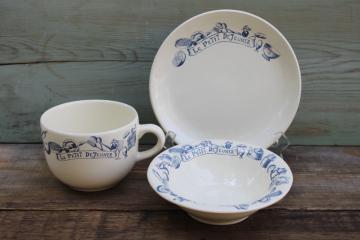 catalog photo of French country Le Petit Dejeuner print breakfast dishes, oversize mug, bowl & plate Le Comptoir France 