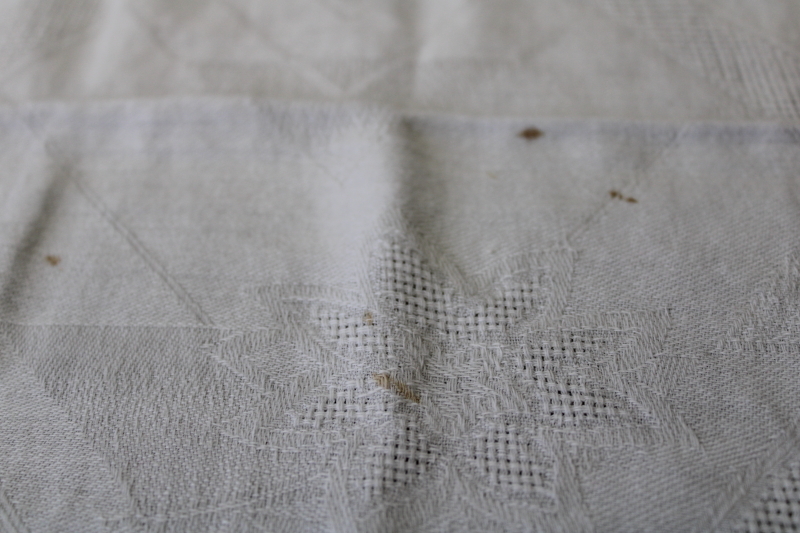 photo of French country cotton kitchen tablecloth early 1900s vintage turkey red & white border #7