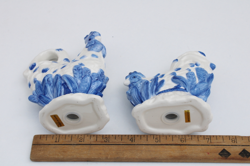 photo of French country style blue & white china hen & rooster, ceramic chickens S&P shakers #5