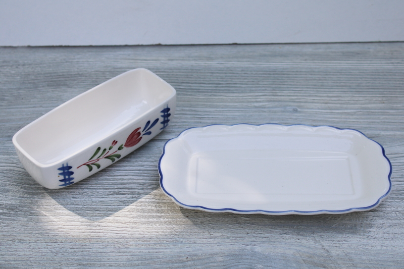 photo of French country style vintage ceramic butter dish, plate w/ cover Nikko Provincial folk art flowers #2