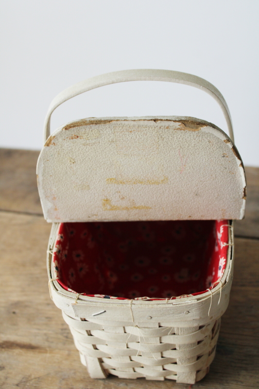 photo of French flair coquette vintage toto basket box bag purse, Vive la France painted red & white  #6