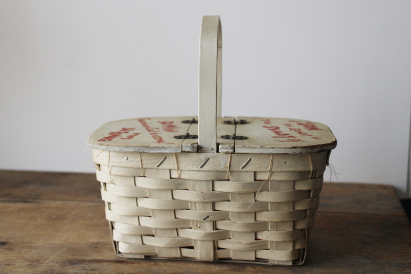 photo of French flair coquette vintage toto basket box bag purse, Vive la France painted red & white  #8
