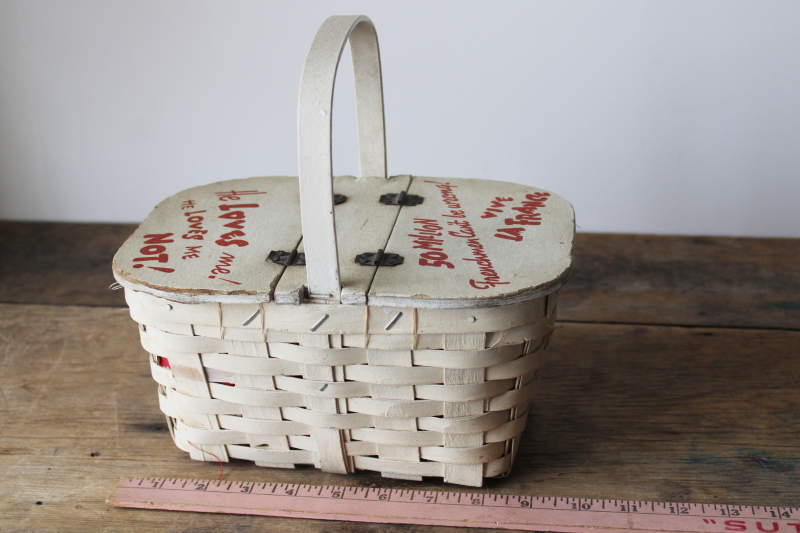 photo of French flair coquette vintage toto basket box bag purse, Vive la France painted red & white  #10